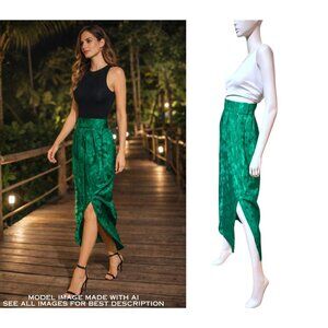 VTG Handmade Maxi Skirt XS High Waist Slit Cocktail Evening Wedding Tropical